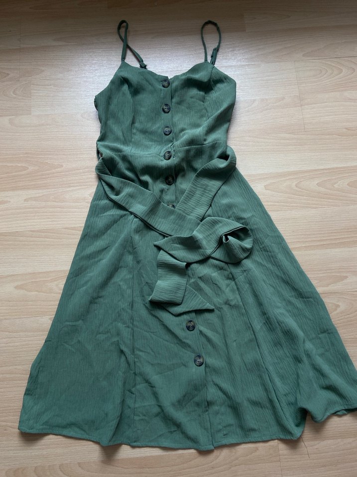 Trendyol haki kemerli elbise - Görsel 3