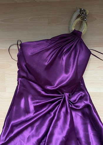 Mor uzun abiye elbise - Görsel 5