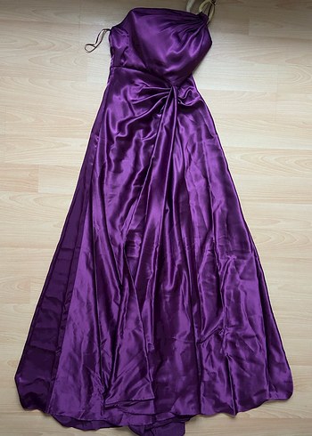 Mor uzun abiye elbise - Görsel 4