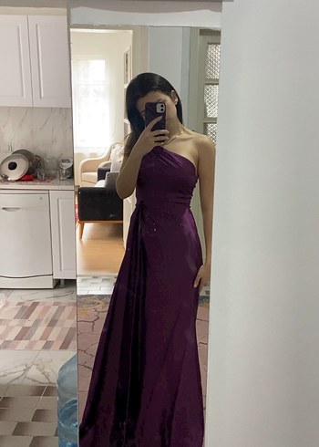 Mor uzun abiye elbise - Görsel 2