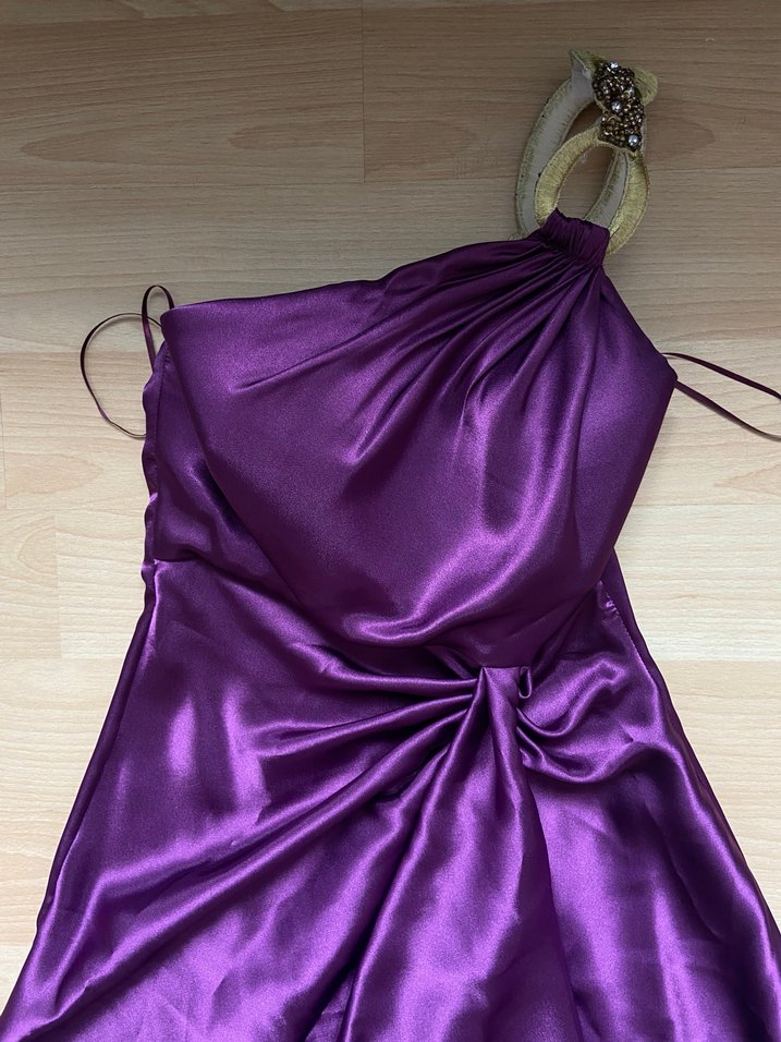 Mor uzun abiye elbise - Görsel 5