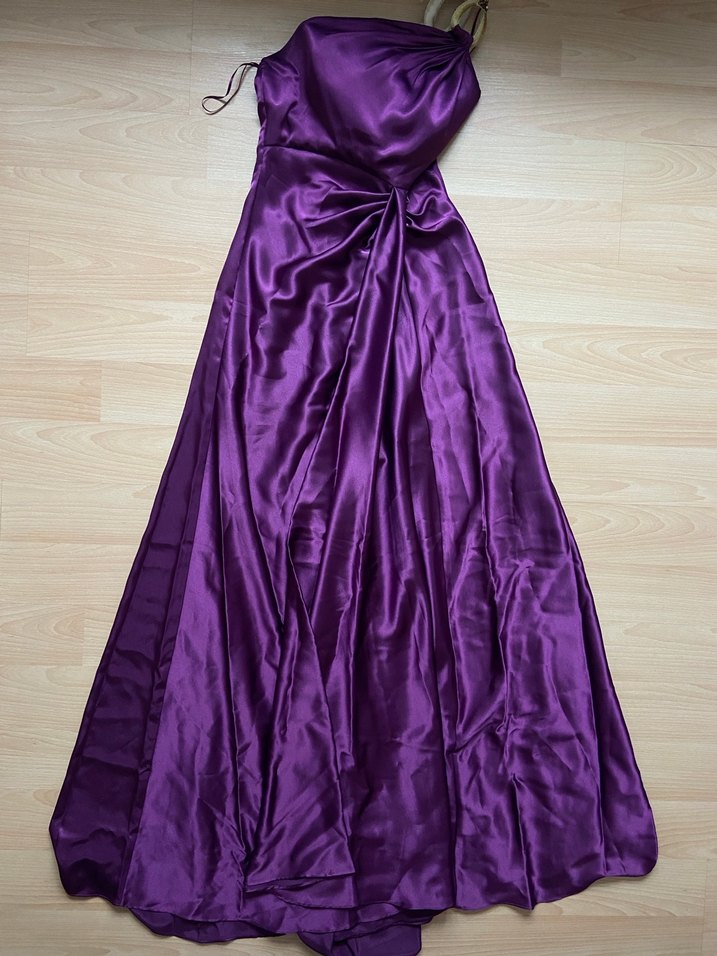 Mor uzun abiye elbise - Görsel 4