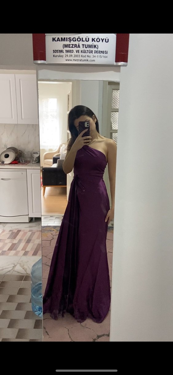 Mor uzun abiye elbise - Görsel 2