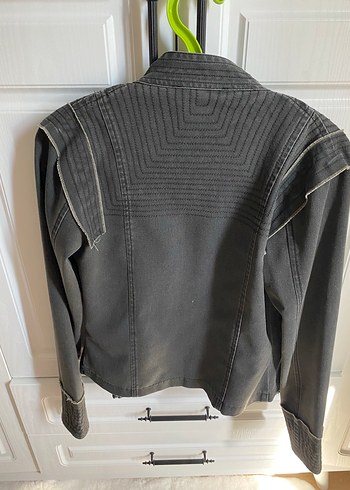 Diğer Gri Kadın Denim Biker Ceket