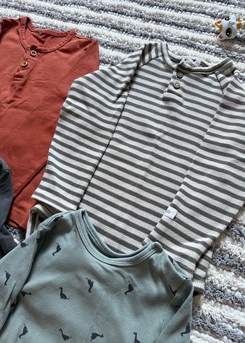 Gri Uzun Kollu Pamuklu Bebek Body - Görsel 3