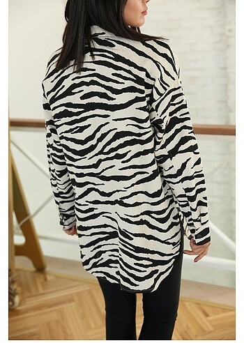 l Beden Zebra desen gabardin gömlek&ceket