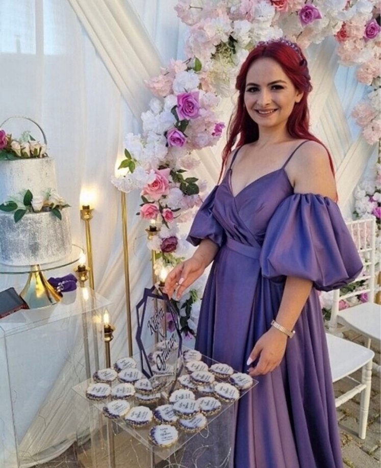 Parlak Mor Drapeli Uzun Kadın Abiye - Görsel 3