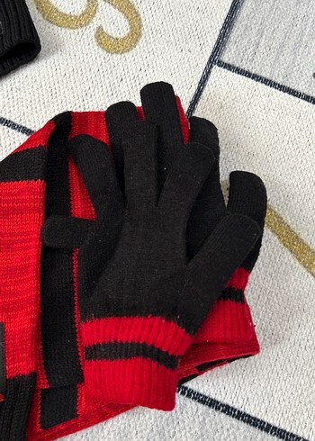 3-5 Yaş, 21 cm Beden Spider man Kırmızı Örgü Erkek Bere ve Atkı Seti