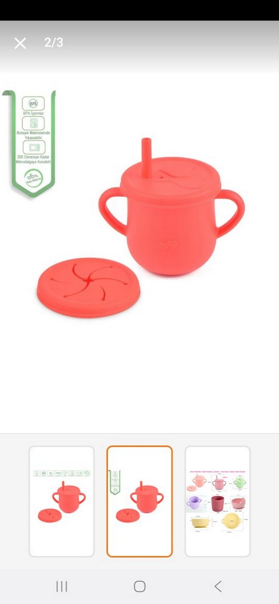 Kırmızı Bebek Suluk Çift Kulplu - Görsel 2