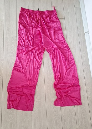 Parlak Pembe Kadın Salaş saten Pantolon