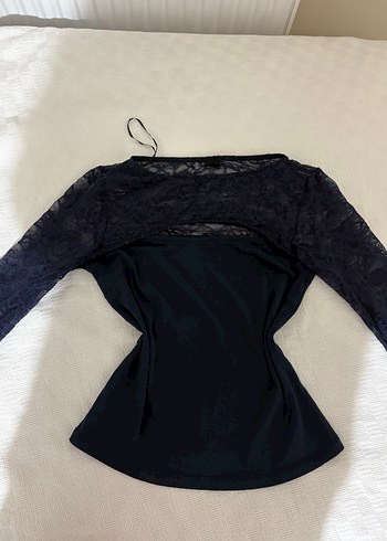 Sheinside Siklik Ve Zarafet Lacivert Dantel Ve Penceredetayli Uzun Kollu