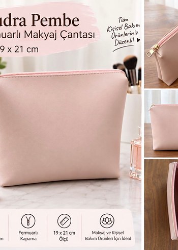Diğer Pudra Pembe Sik Ve Pratik Makyaj Cantasi