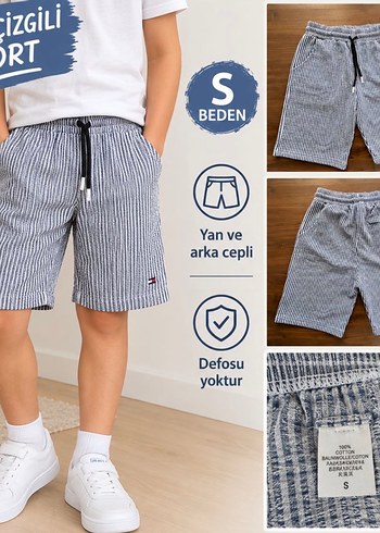 Diğer Mavi Cizgili Beyaz Rahat Sort