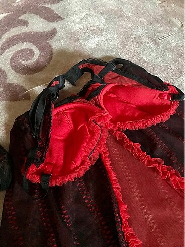 s Beden kırmızı Renk Babydoll & G-string Fantezi takım