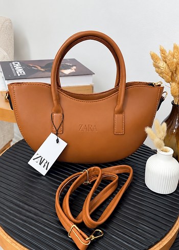 Zara Kahverengi Deri Gorunumlu Sehir Cantasi