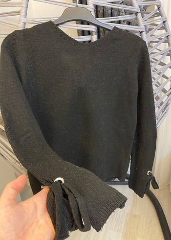 Siyah Kadın Örgü Triko Kazak - Görsel 2