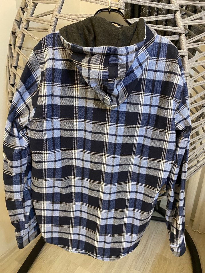 Uzun Kollu Kareli Mavi Gömlek - Görsel 2