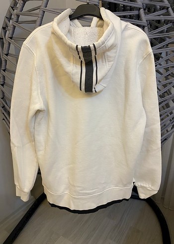 Kadın beyaz Kapüşonlu Rahat Sweatshirt - Görsel 2