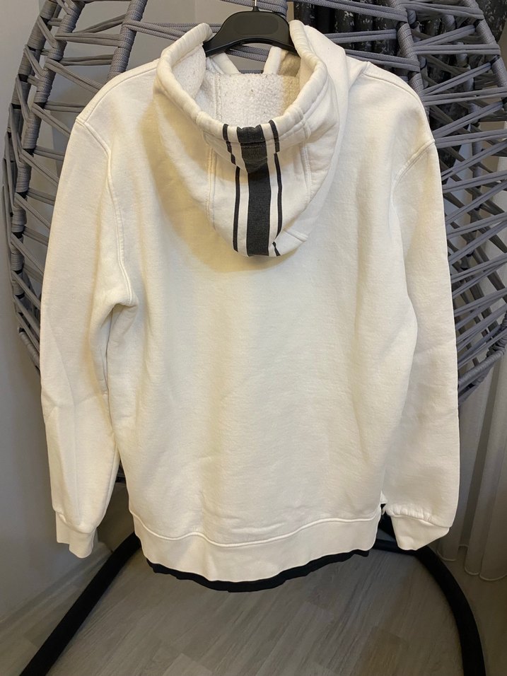 Kadın beyaz Kapüşonlu Rahat Sweatshirt - Görsel 2