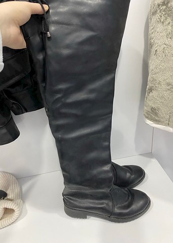 Siyah Deri Dizüstü Çizme - Görsel 2