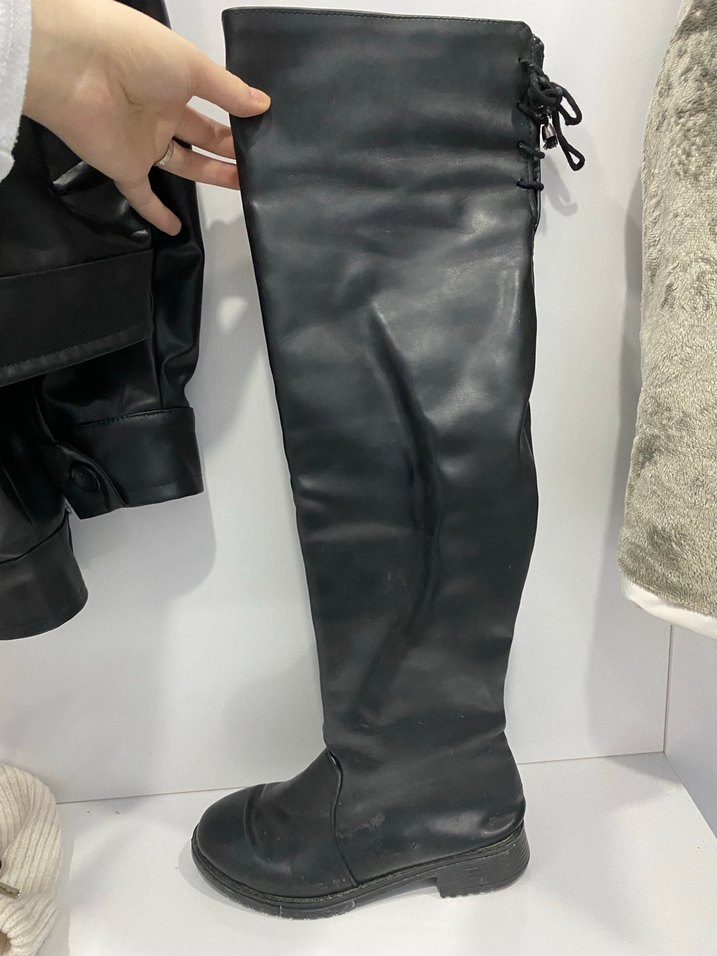 Siyah Deri Dizüstü Çizme - Görsel 5