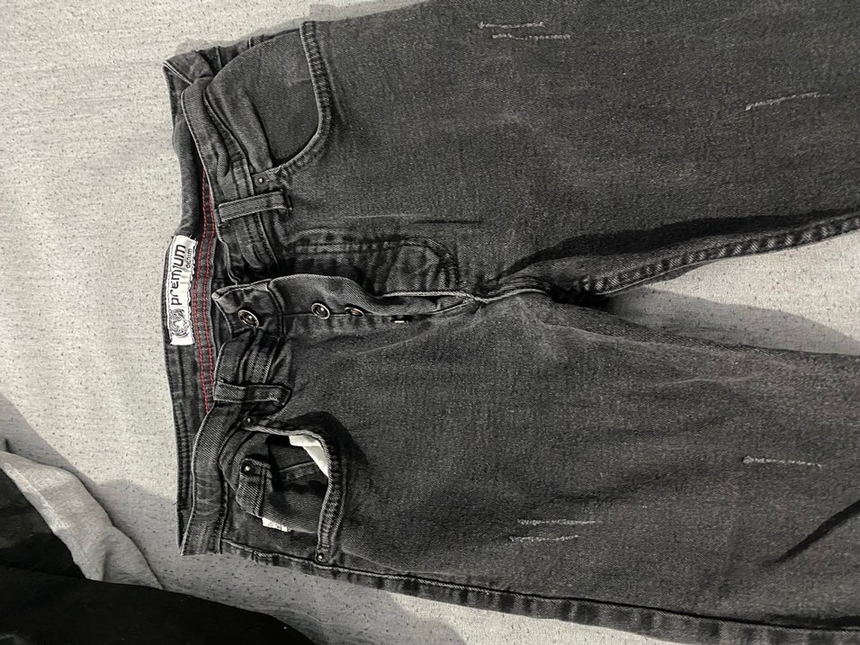 Gri Düğmeli Dar Kesim Erkek Kot Pantolon - Görsel 2