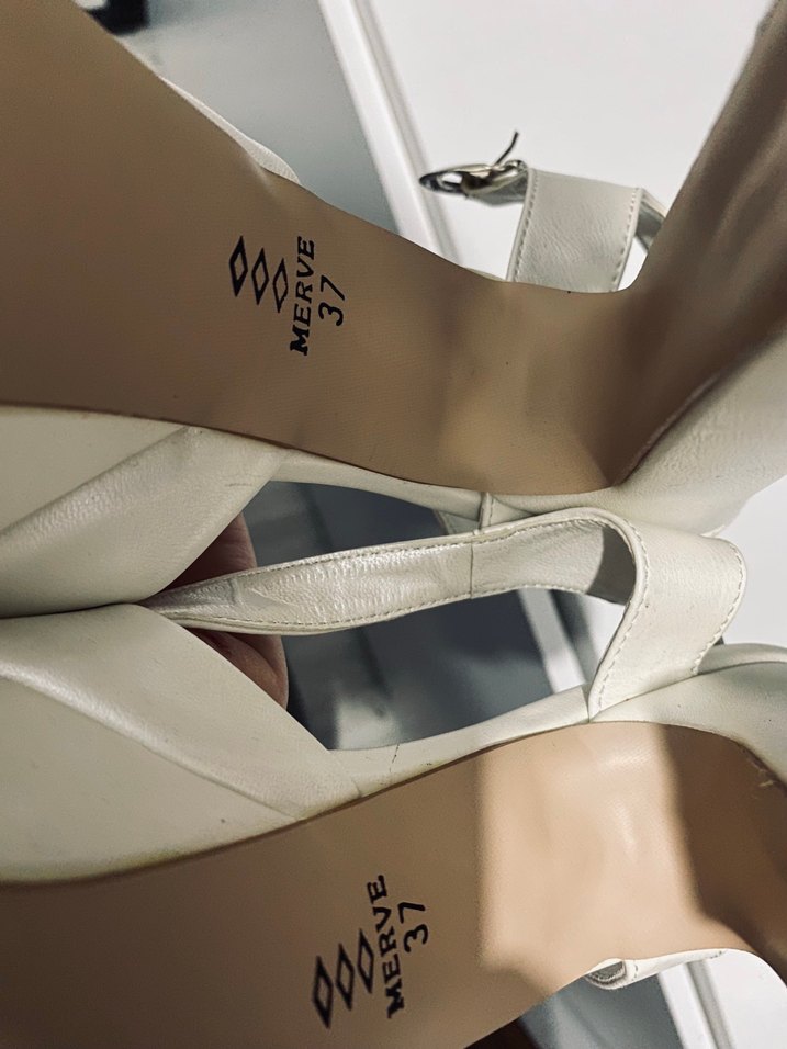 Beyaz Topuklu Kadın ayakkabı - Görsel 5