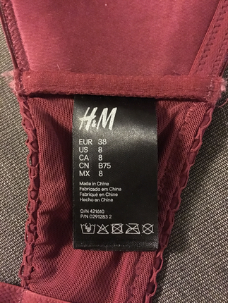 H&M Bordo file kaplama sütyen.