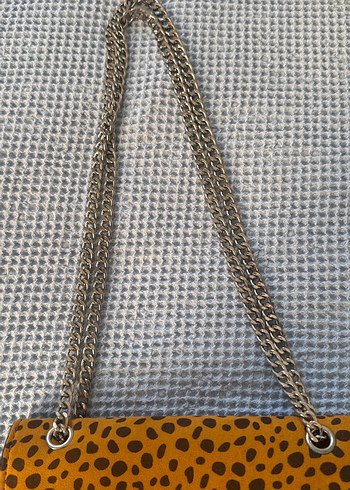 Zincir Detaylı Yılan Desenli Süet Kadın Çanta - Görsel 2