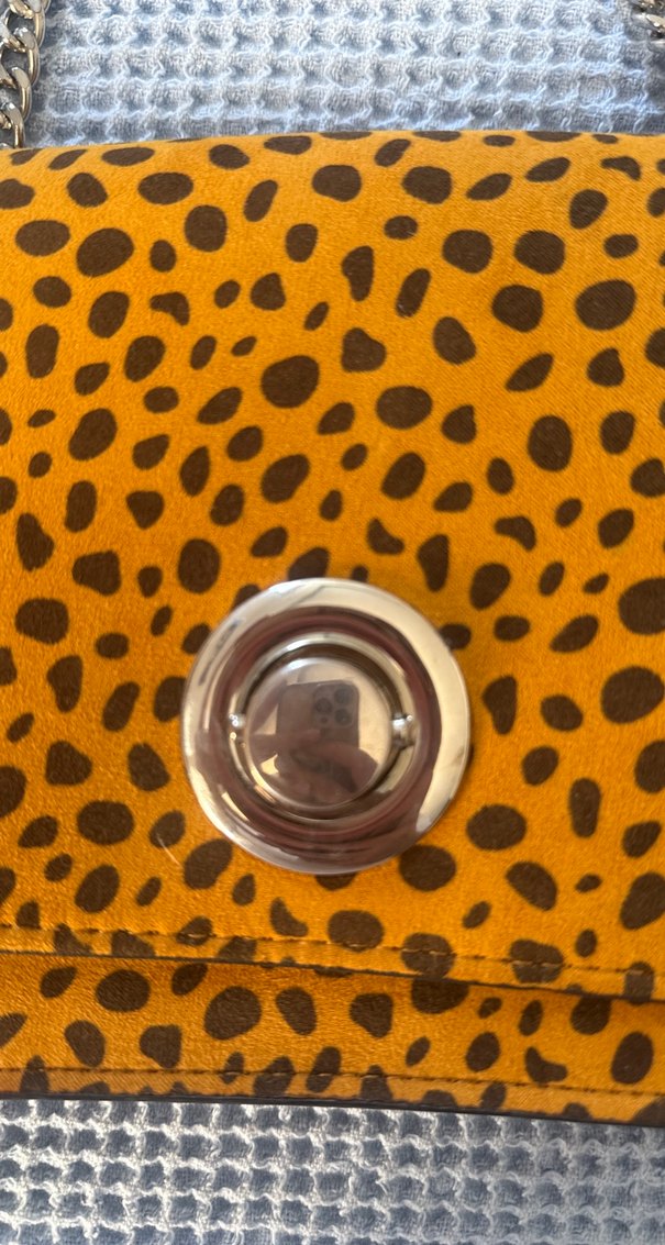 Zincir Detaylı Yılan Desenli Süet Kadın Çanta - Görsel 4