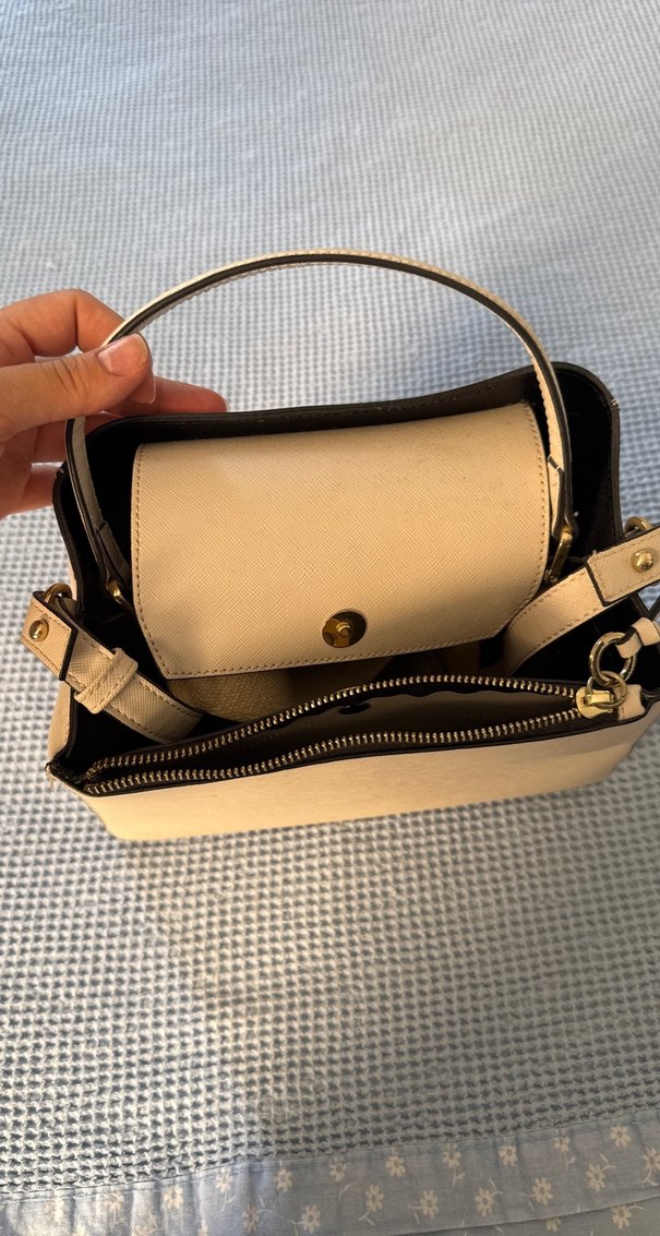 Bej Kadın Fermuarlı Portföy Çanta - Görsel 2