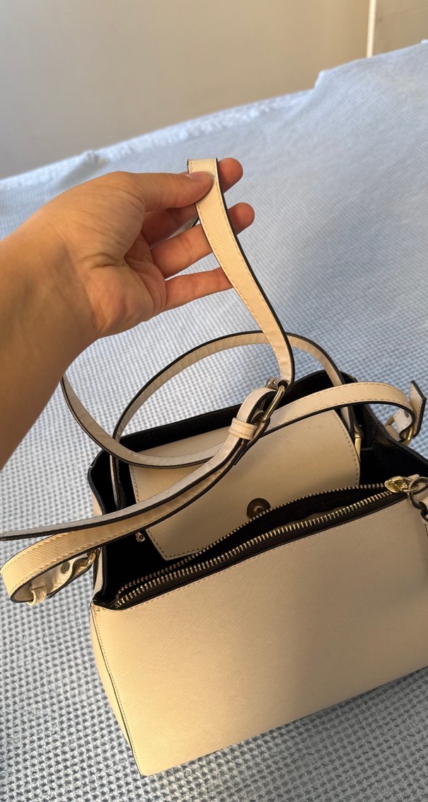 Bej Kadın Fermuarlı Portföy Çanta - Görsel 3