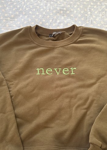 Uzun Kollu Kahverengi Baskılı Sweatshirt - Görsel 3