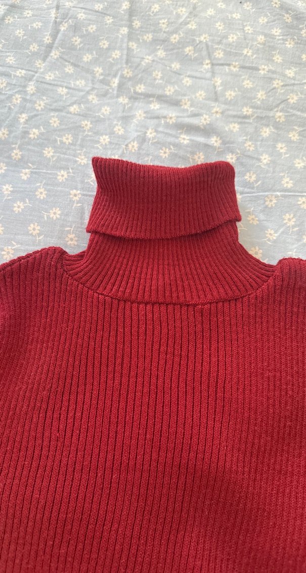 Bordo Balıkçı Yaka İnce Triko Kazak - Görsel 3