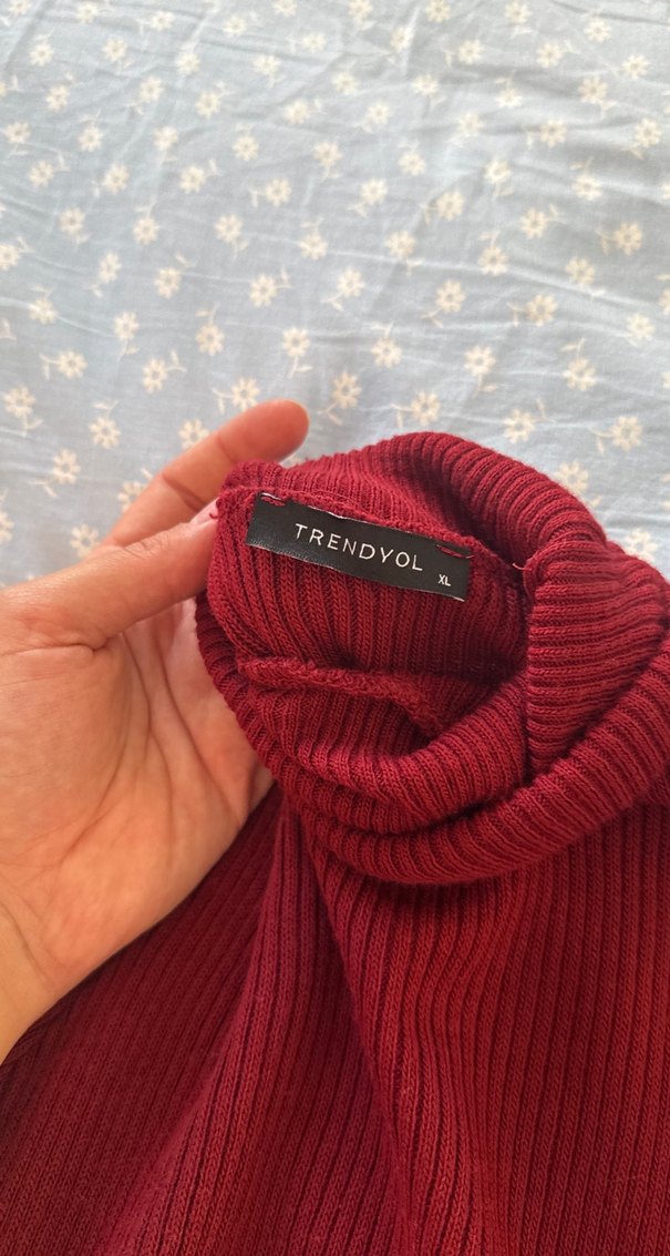 Bordo Balıkçı Yaka İnce Triko Kazak - Görsel 4