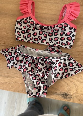 Leopar Desenli Pembe Kız Bikini