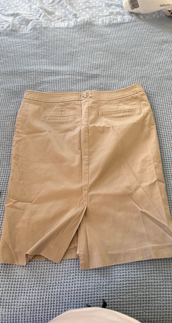 Bej Midi Hamile Keten Etek - Görsel 4