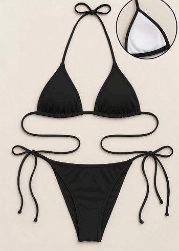 Siyah İpli Minimalist Kadın Bikini