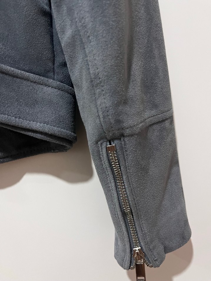 H&M Mavi Süet Biker Kadın Ceket - Görsel 4