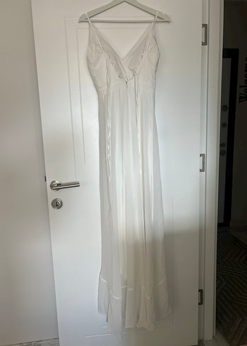 Beyaz  Bohem Uzun dış çekim elbisesi - Görsel 5