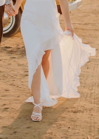 Beyaz  Bohem Uzun dış çekim elbisesi - Görsel 3