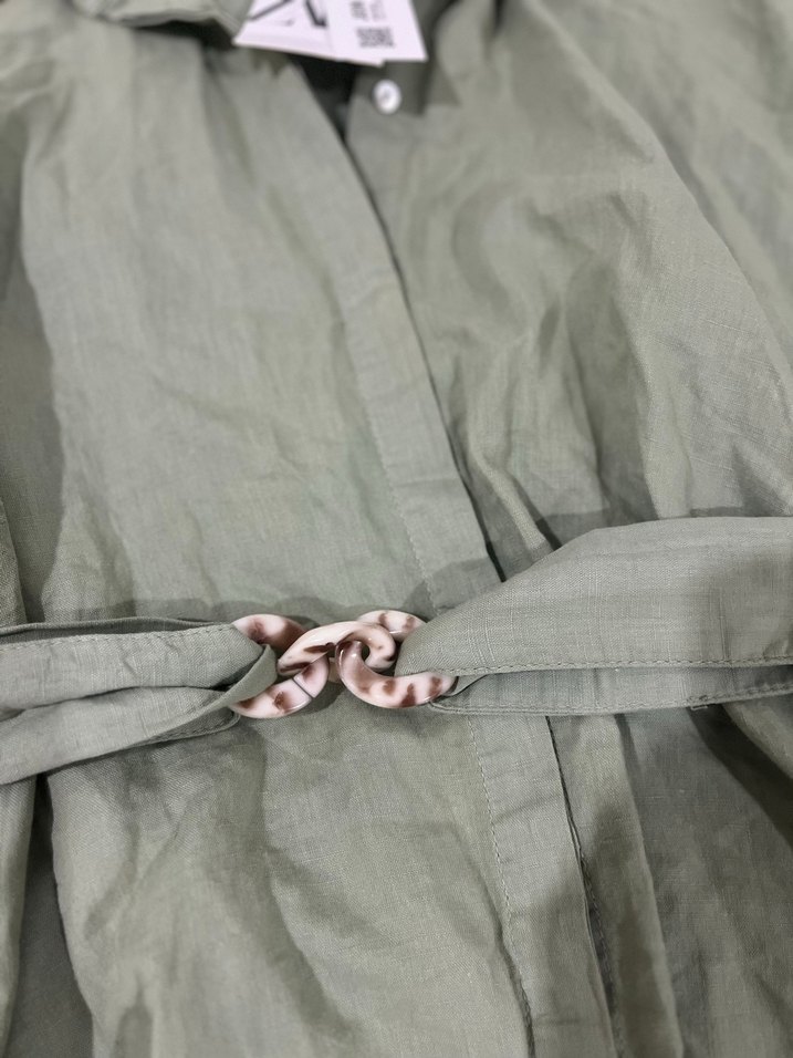 Zara Keten Beli Kemerli Elbise - Görsel 3