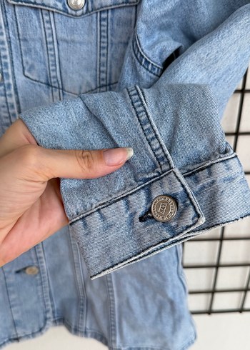 m Beden mavi Renk Düğmeli Mavi Kadın Denim Ceket