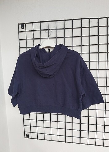 xs Beden lacivert Renk H&M Crop Sweatshirt