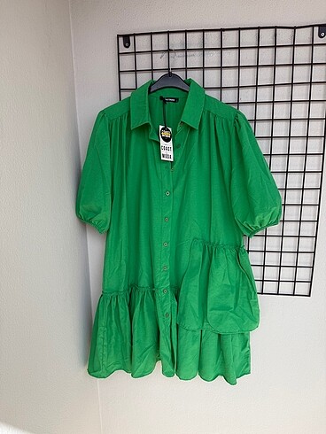 Yeşil Poplin Kloş Elbise
