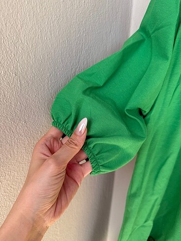 m Beden yeşil Renk Yeşil Poplin Kloş Elbise