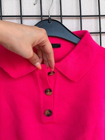 Diğer Fuşya crop triko bluz