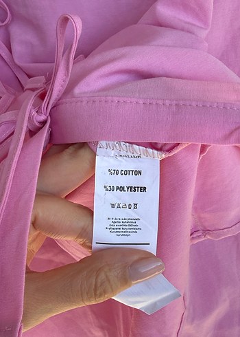 Düğmeli Pembe Mini Gömlek - Görsel 5