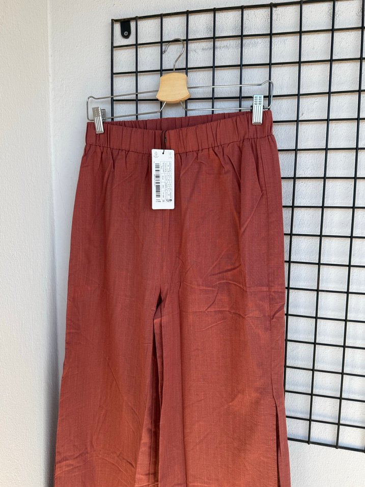 Kadın Kahverengi Keten Salaş Pantolon - Görsel 4