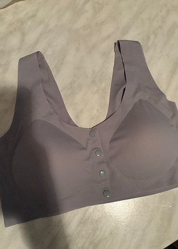 Gri Spor Sütyeni Midi Boy Düğmeli